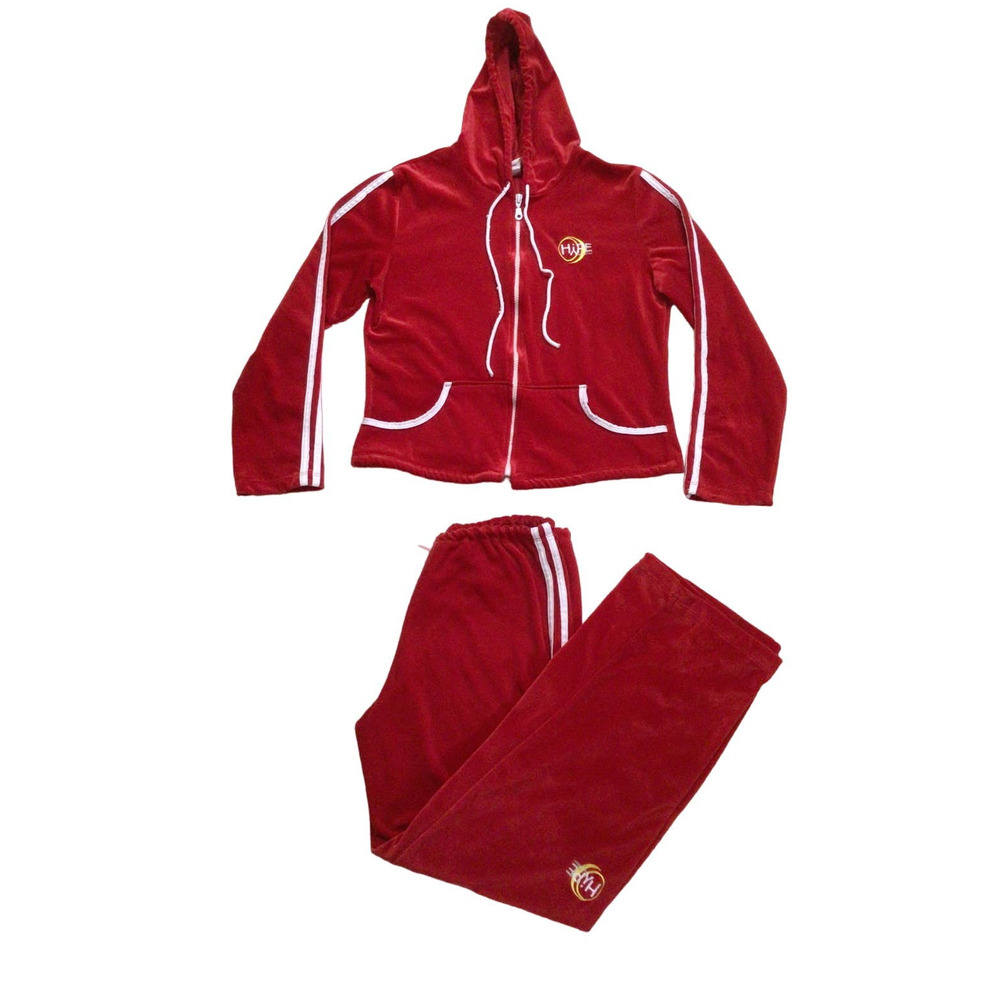Y2K Velvet Tracksuit Hype Hipe Studios Solar USA Red XL Vintage Striped 918A